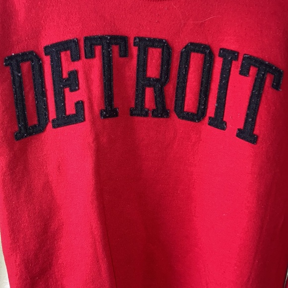 π’π DETROIT Mens Size Small Sweatshirt Felt Raised Letter Red Tim Robinson ππ - Picture 2 of 7